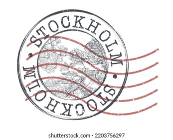 Stockholm, Schweden Stamp Map Postal. Silhouette Seal Roads und Straßen. Passport Round Design. Vektorsymbol. Design Retro Travel National Symbol.