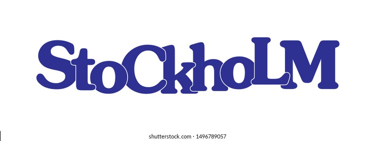 Stockholm. Swedish capital name, blue color, flat design