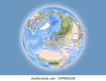 Stockholm-Sweden is shown on vector globe map. The map shows Stockholm-Sweden 's location in the world.