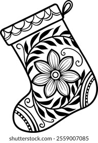 stocking,  christmas,  element, flower, floret, elegant