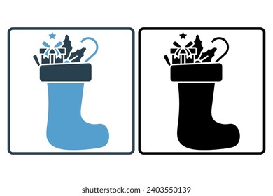 stocking icon. icon related to Christmas and the end of the year. solid icon style. simple vector design editable
