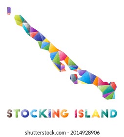Stocking Island - colorful low poly island shape. Multicolor geometric triangles. Modern trendy design. Vector illustration.