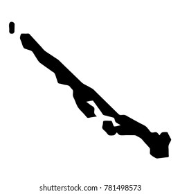 Stocking Island map, Bahamas. Black and white vector illustration of the island's outline.