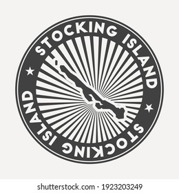 Stocking Island round logo. Vintage travel badge with the circular name and map, vector illustration. Can be used as insignia, logotype, label, sticker or badge of the Stocking Island.