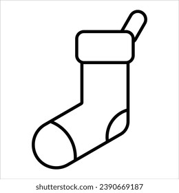 Stocking, minimal Christmas icon. Vector illustration