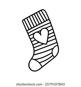 Stocking outline with heart design for holiday decoration