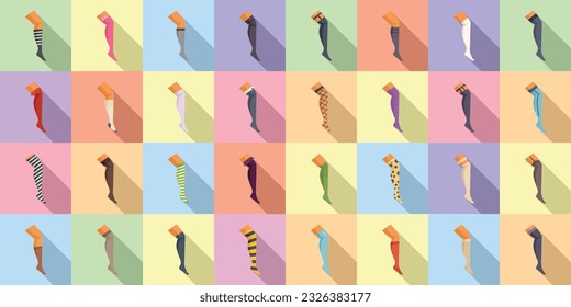 Stockings icons set flat vector. Leg medical. Cotton surgery