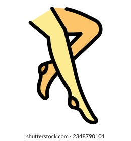 Stockings Socken Symbol Umrandung Vektorgrafik. Frauenblut. Umlaufbeinfarbflach