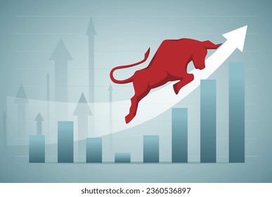 StockMarket, Concept of stock market exchange or financial technology, bull and bear with futuristic element