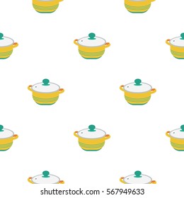 Stockpot icon in flat style isolated on white background. Kitchen pattern stock vector illustration.