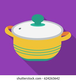 Stockpot icon in flate style isolated on white background. Kitchen symbol stock vector illustration.