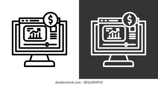Stocks Black And White Multiple Style Icon Set Collection Pack Vector Illustration