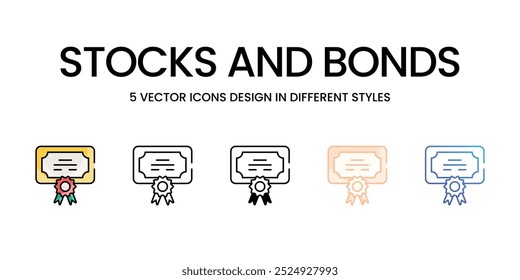 Stocks and Bonds vector icons set ready to use stock illustration