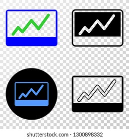 Stocks chart EPS vector pictogram with contour, black and colored versions. Illustration style is flat iconic symbol on chess transparent background.