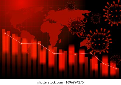 Stocks Fall. Economic And Financial Conditions In The Global Due Sinks The Global Stock Exchanges. Graphs Representing The Stock Market Crash Caused To The Effects Of Outbreak Coronavirus Covid-19. 