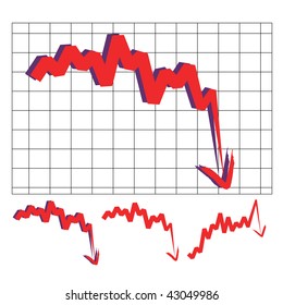 stocks index downward arrow vector, indicate decline and sharp turn. Please check my profile for upward arrow.
