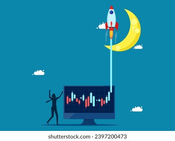 Stocks and investments. Businessmen are happy that stock prices are rising