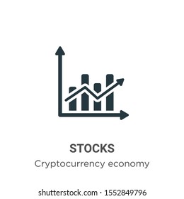Stocks vector icon on white background. Flat vector stocks icon symbol sign from modern cryptocurrency economy and finance collection for mobile concept and web apps design.