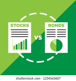 Stocks versus bonds finance icon