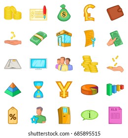 Stocktaking icons set. Cartoon set of 25 stocktaking icons for web isolated on white background