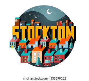 La hermosa ciudad de Stockton a visitar. cartografía vectorial