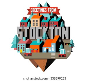 Stockton beautiful city to visit. vector cartoon