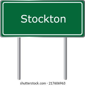 Stockton, California, road sign green vector illustration, USA city