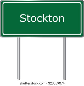 Stockton , California, road sign green vector illustration, road table, USA city