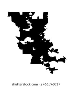 Stockton city map vector silhouette illustration isolated. San Joaquin county, California state. Stockton city symbol shape shadow. Sticker Stockton city emblem banner. Plan Stockton city scheme.
