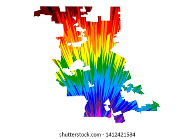 Stockton city (United States of America, USA, U.S., US, United States cities, usa city)- map is designed rainbow abstract colorful pattern, City of Stockton map made of color explosion,