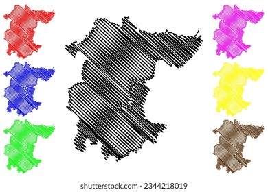 Stockton-on-Tees Borough and unitary authority (United Kingdom of Great Britain and Northern Ireland, ceremonial county Durham and North Yorkshire, England) map vector illustration, scribble sketch svg