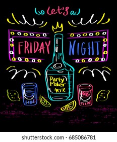 stock-vector-bottle-with-alcohol-and-short-drink-lemon-lime-and-electric-light