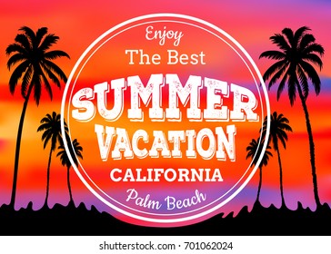 stock-vector-palm-beach-with-colorful-sky-summer-vocation-california-illustration-design-for-t-shirt