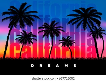 stock-vector-palms-beach-with-colorful-sky