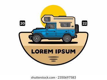 Stocky camper car illustration badge design