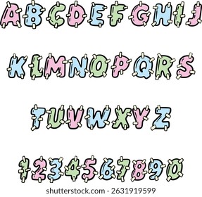 Stocky Tape Sellotape typography font lettering ABC cartoon vector text