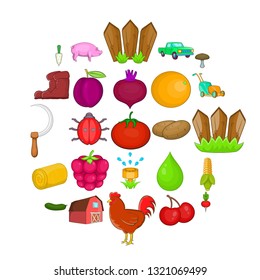 Stockyard icons set. Cartoon set of 25 stockyard icons for web isolated on white background