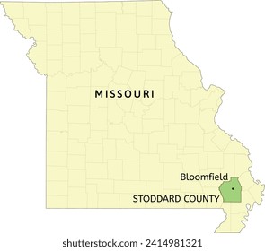 Stoddard County and city of Bloomfield location on Missouri state map