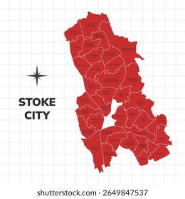 Stoke City map illustration. Map of the City in England