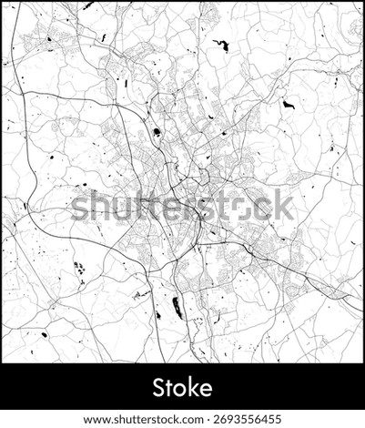 Stoke city map, United Kingdom - Topographic vector map poster