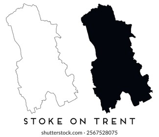 Stoke on Trent map outline and black silhouette vector