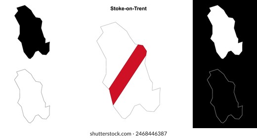 Stoke-on-Trent blank outline map set