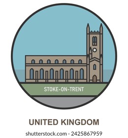 Stoke-on-Trent. Cities and towns in United Kingdom. Flat landmark