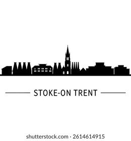 StokeonTrent Skyline Silhouette with UK, and Cityscape.