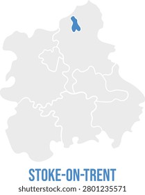 Stoke-on-Trent unitary authority map, highlighted in West Midlands, UK, simplified flat design, vector illustration with label