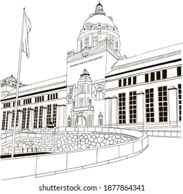 Stokholm architecture ink drown vector illustration