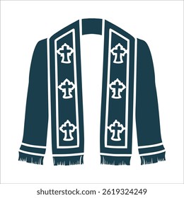 Stole Priests Vestment Faixa estreita longa com cruzes Stole do sacerdote com cruzes ilustração vetor