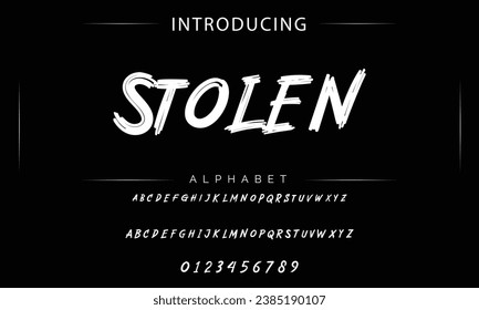 Stolen Vintage decorative font. Lettering design in retro style with label. Perfect for alcohol labels, logos, shops and many other.