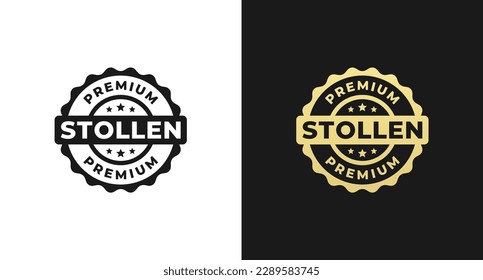 Stollen label vector or Stollen Seal Vector Isolated in Flat Style. Simple Stollen label vector for product design element. Best Stollen Seal Vector for Packaging design element.