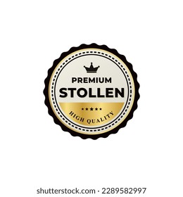 Stollen label vector or Stollen Stamp Vector Isolated in Flat Style. Best Stollen label vector for product design element. Elegant Stollen Stamp Vector for Packaging design element.